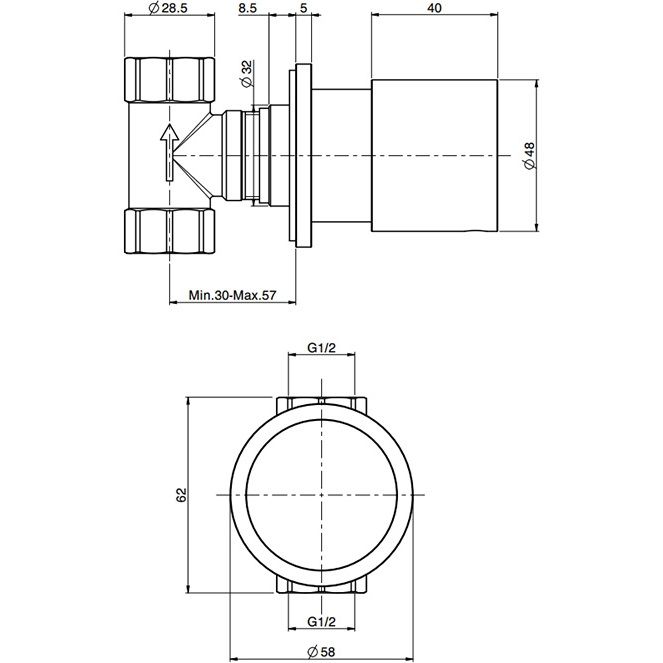 Запорный вентиль 1/2" Fima Carlo Frattini Flo F3243/1NS (черный матовый)